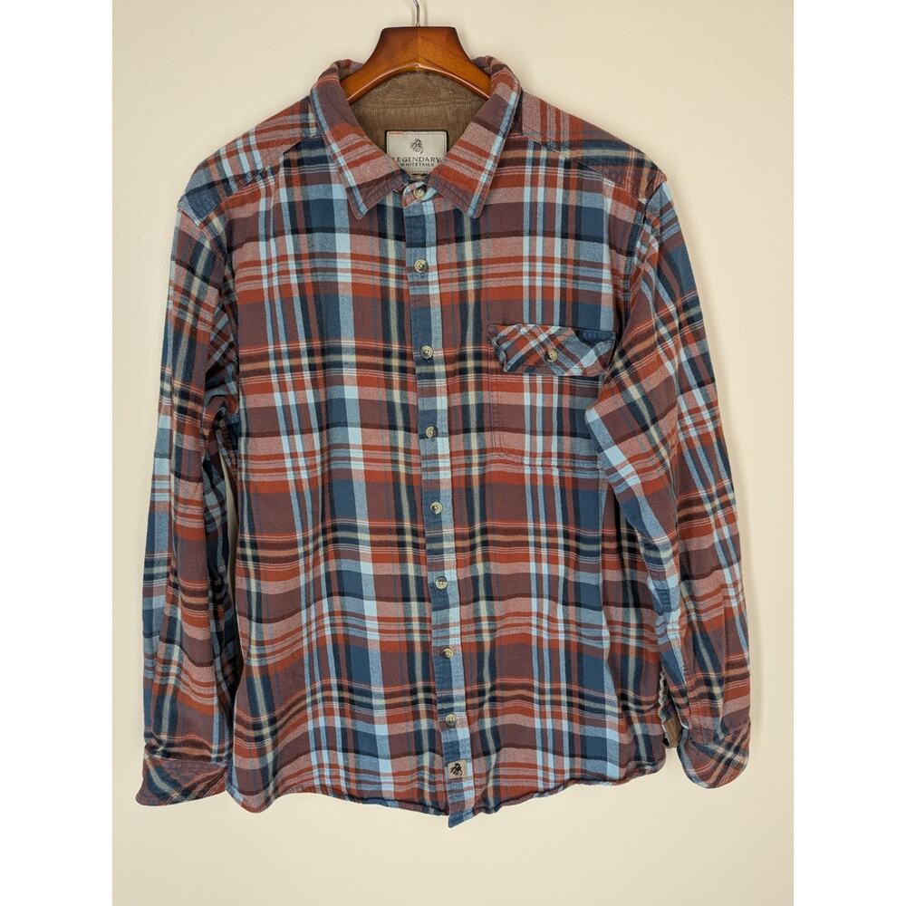 Legendary Whitetails Shirt Red Blue Plaid Button Up Buck Camp Flannel Mens XLT